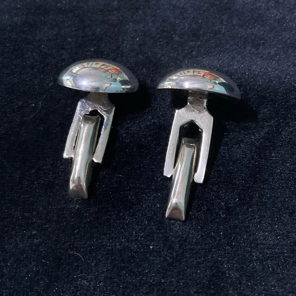 Vintage Mexican Sterling Silver High Polish Dome Button cuff links